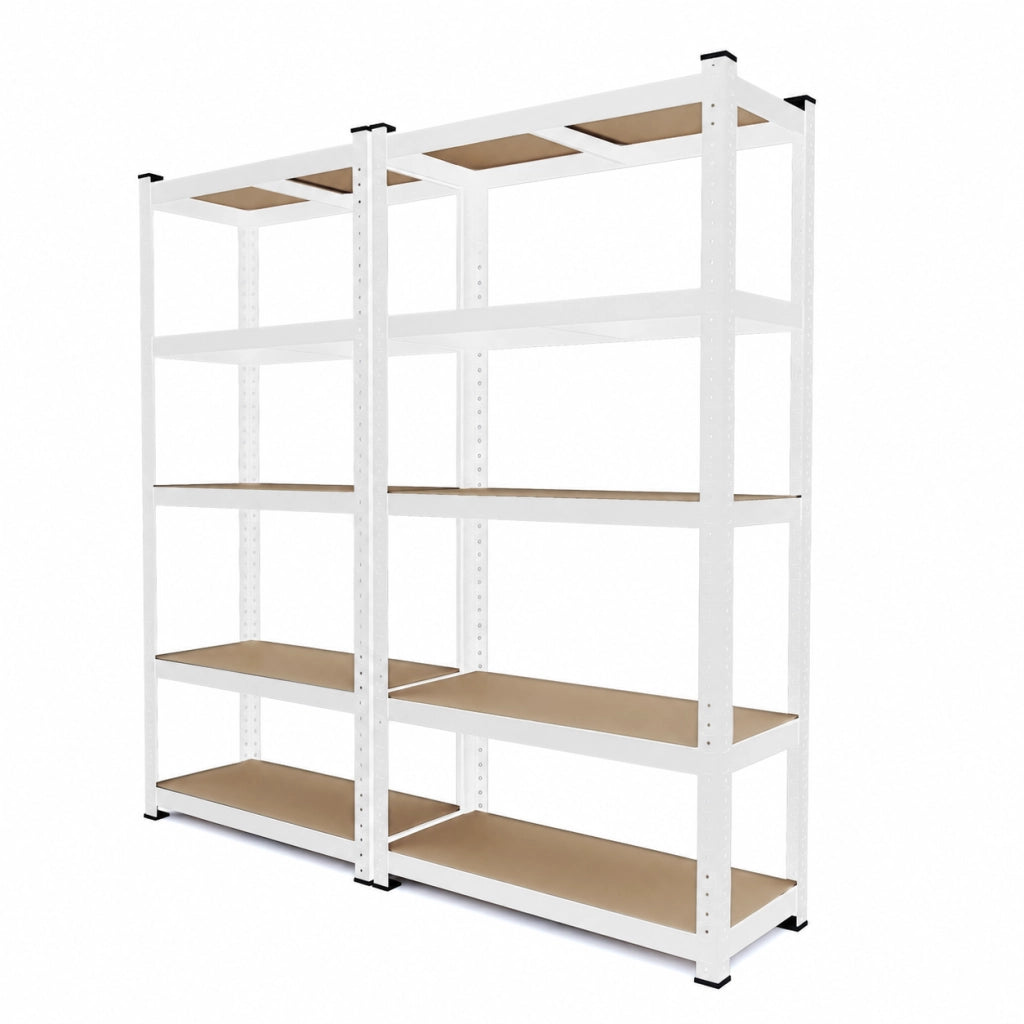 2 Scaffali In Metallo E MDF Ad Alta Portata Fino A 875 Kg Con 5 Ripiani Regolabili Ideali Per Garage Officina Cantina Capannone Magazzino Design Modulare 180 X 90 X 40 Cm Bianco