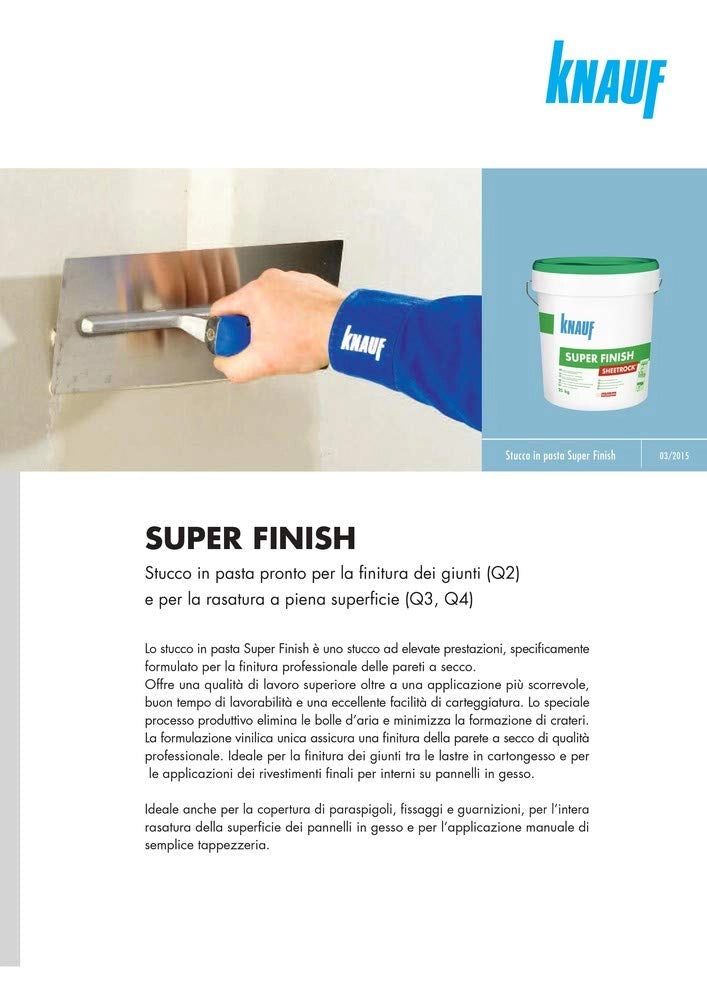 Stucco Pasta Super Finish Knauf Vinilico Bianco 6 kg