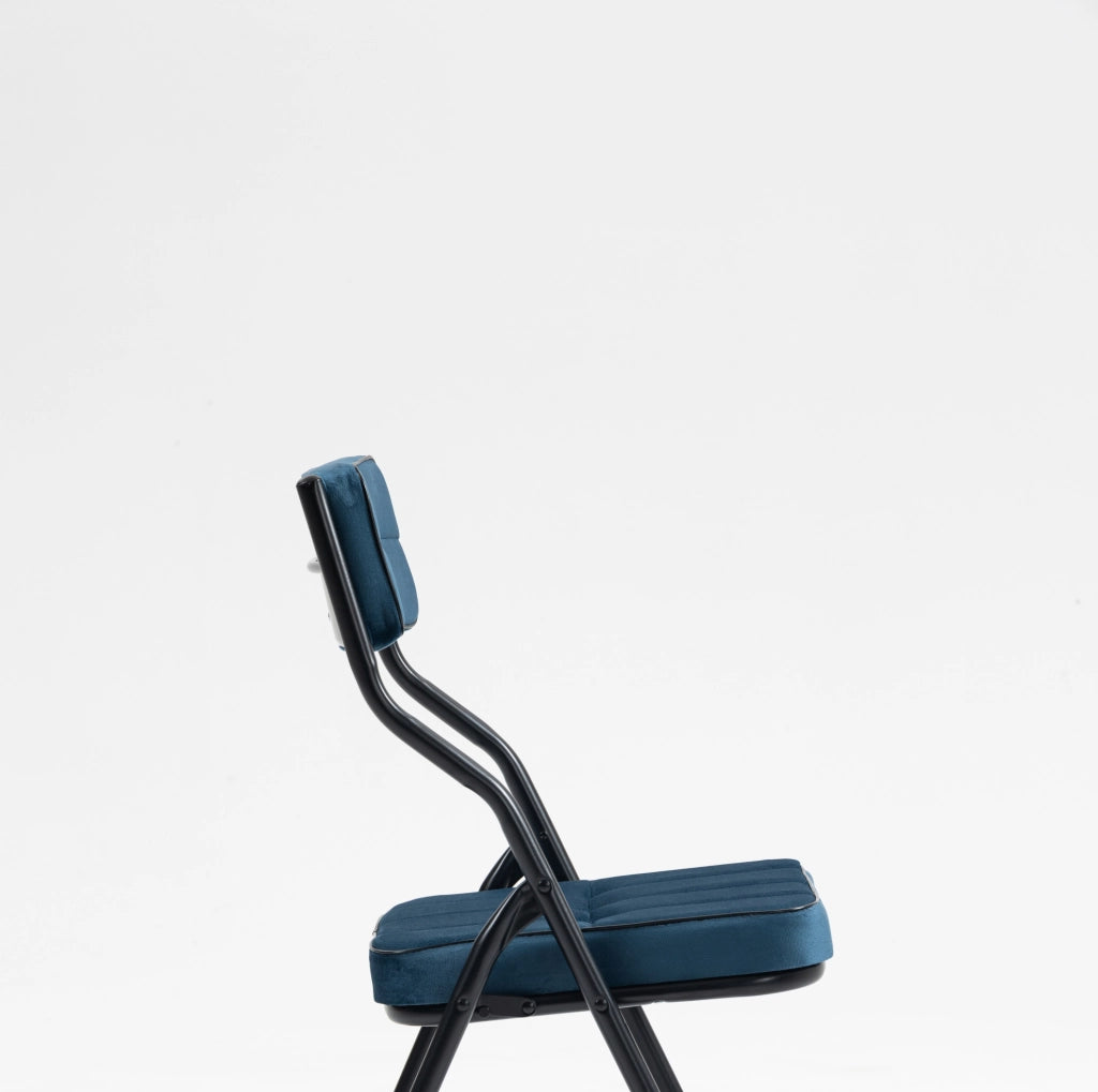 Set di 2 Sedie Pieghevoli con Cuscino - Sedie da Pranzo Portatili con Schienale Imbottito Blu