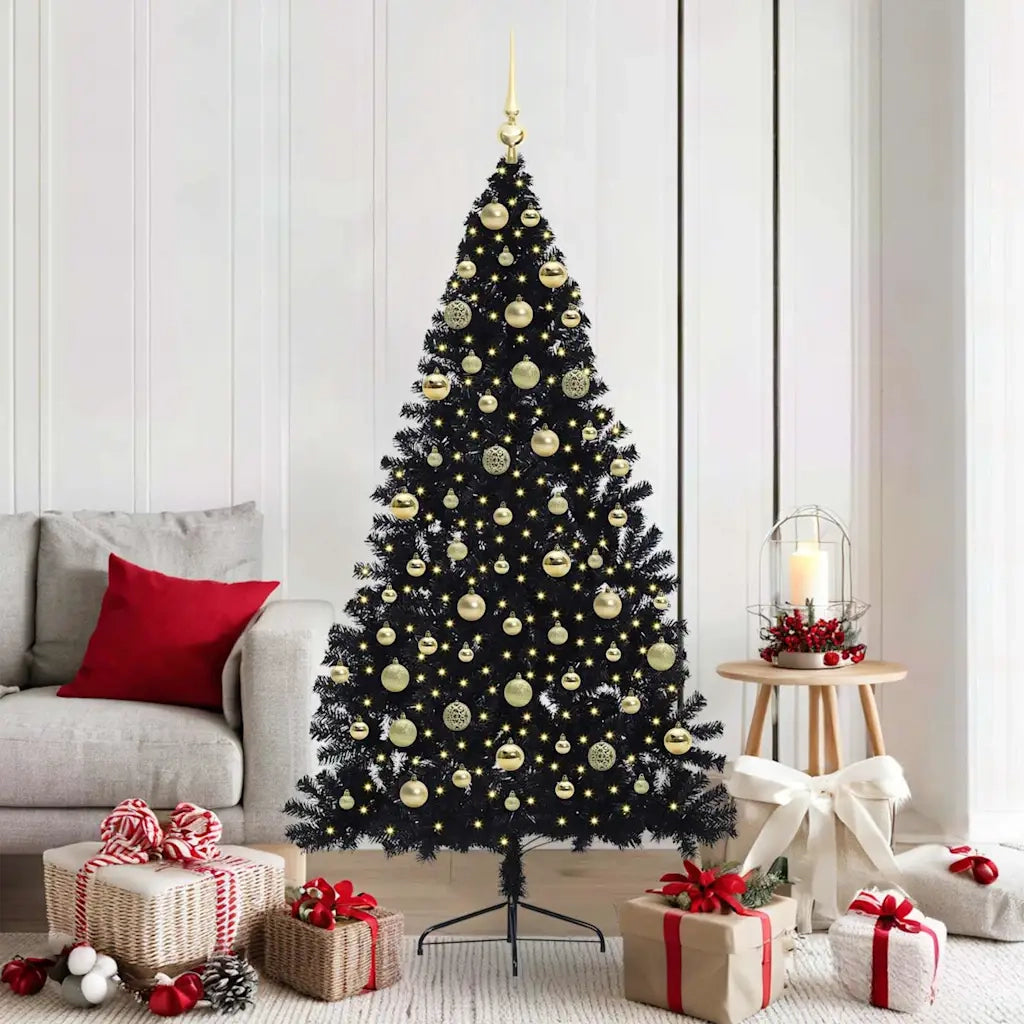 Albero di Natale artificiale con luci integrate Nero 180 cm PVC 3397145