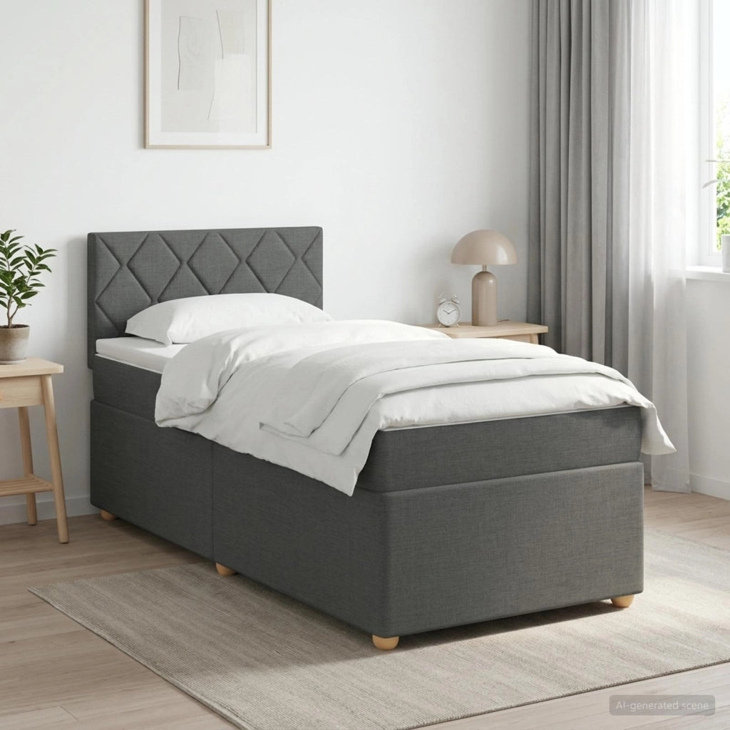 Letto box spring con materasso Grigio Scuro 90 x 190 cm Tessuto 3451054