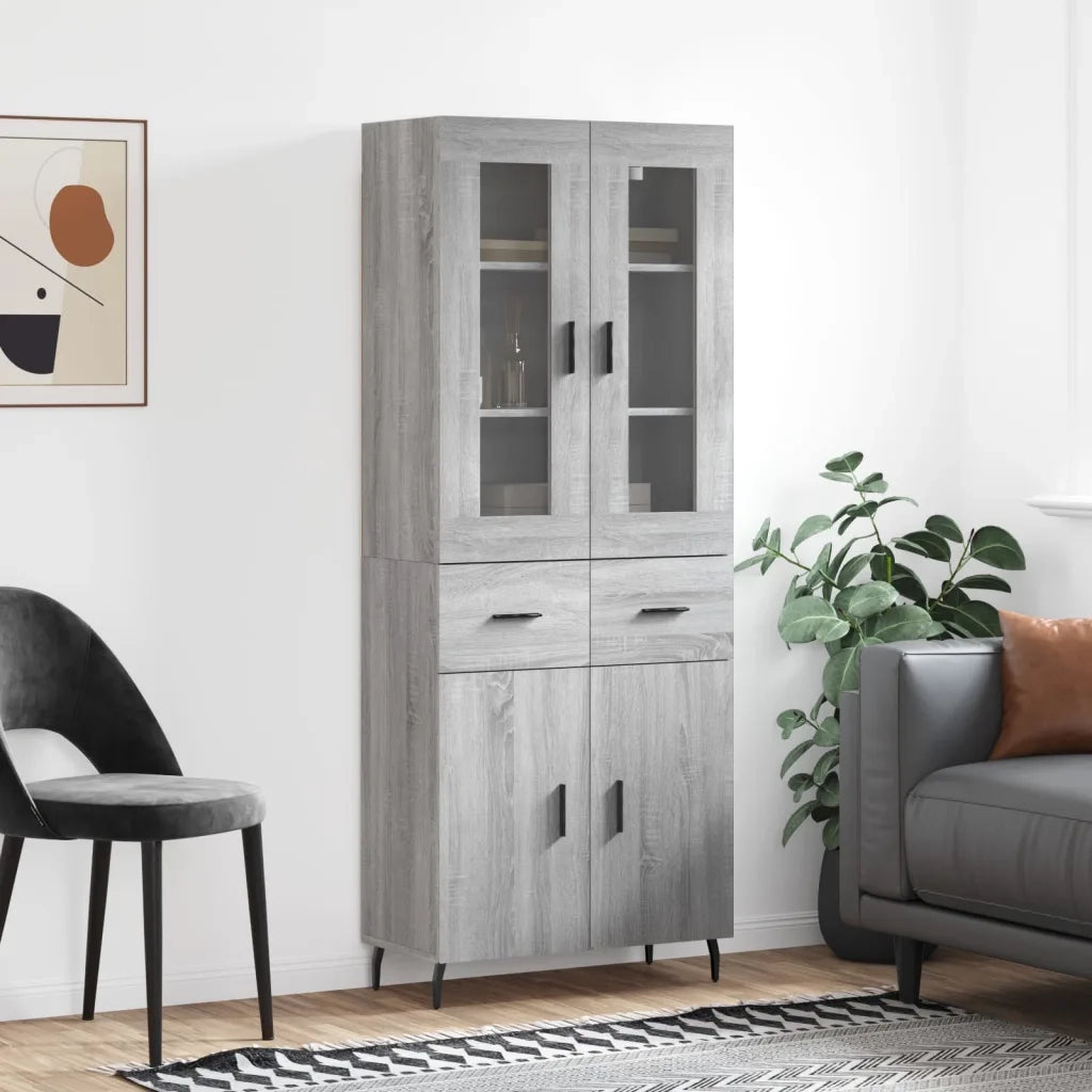 Credenza Grigio Sonoma 69,5x34x180 cm in Legno Multistrato 3198551