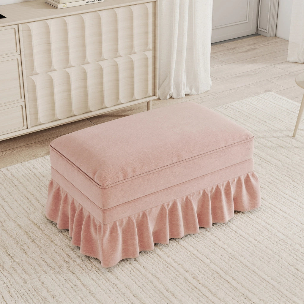 Pouf Windsor in tessuto ciniglia rosa