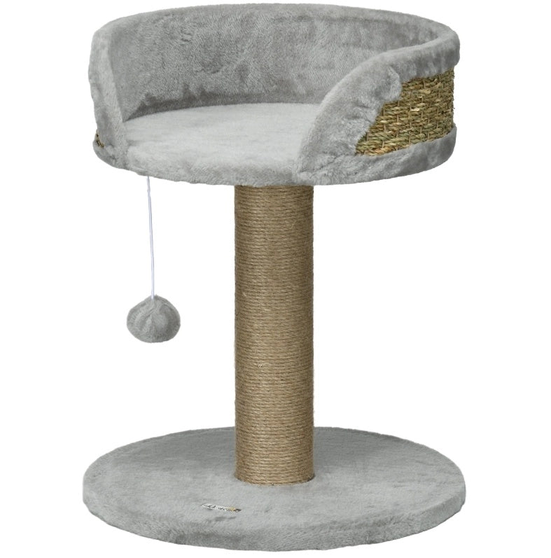 Tiragraffi compatto grigio con cuccia e pallina, 49 cm