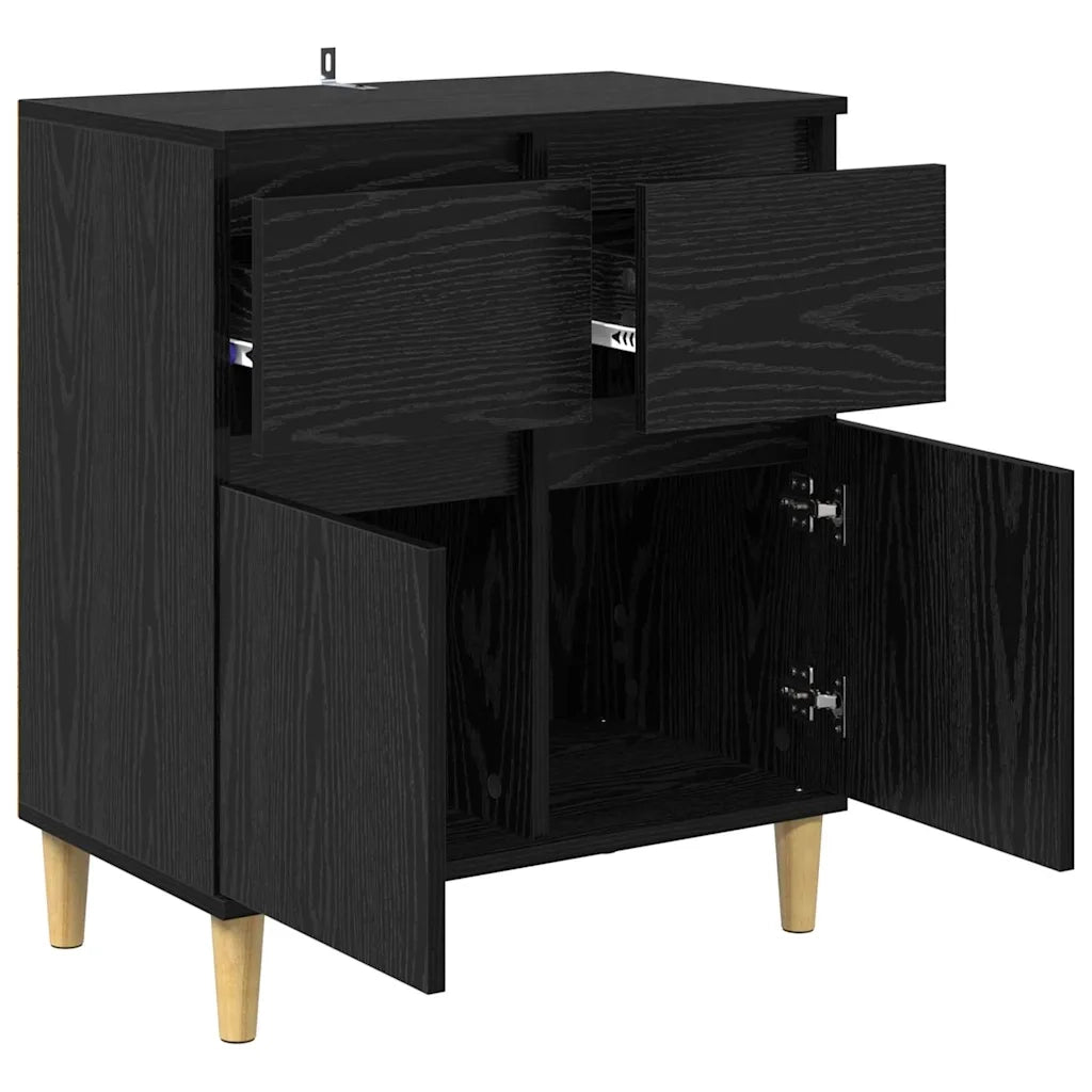 Credenza | Madia | Buffet da pranzo | Armadio da pranzo Rovere Nero 60 x 35 x 70 cm Legno multistrato