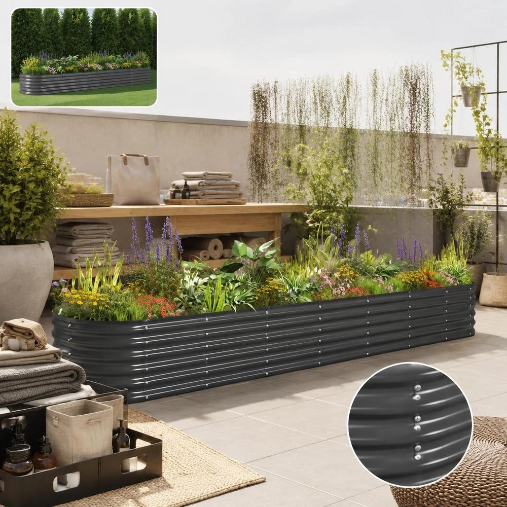Raised Bed Galvanized Steel 332x40x36 Cm Anthracite