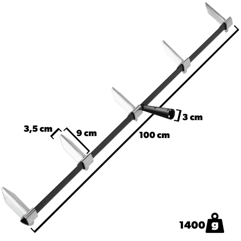 Marcatore da giardino KADAX per semina, file e terreno, a 5 denti, 100 cm