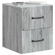 Set di 2 Comodini | Armadio da Notte | Mobiletto da notte a muro Grigio Sonoma 34,5 x 33 x 40 cm