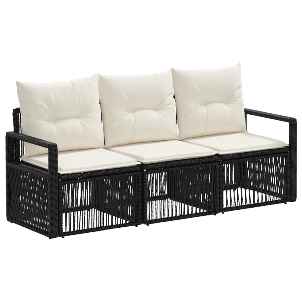 Set Divano da Giardino 3 pz Nero polyrattan 3435628