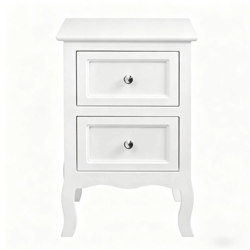 Comodino moderno bianco con due cassetti in MDF laccato 40x60x30 cm