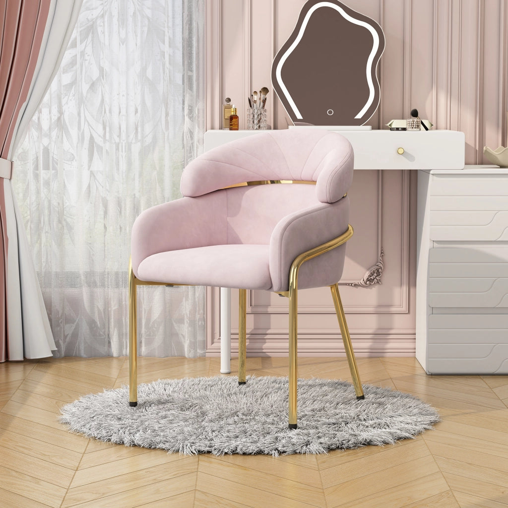 SEDIA da pranzo in velluto rosa con gambe in metallo