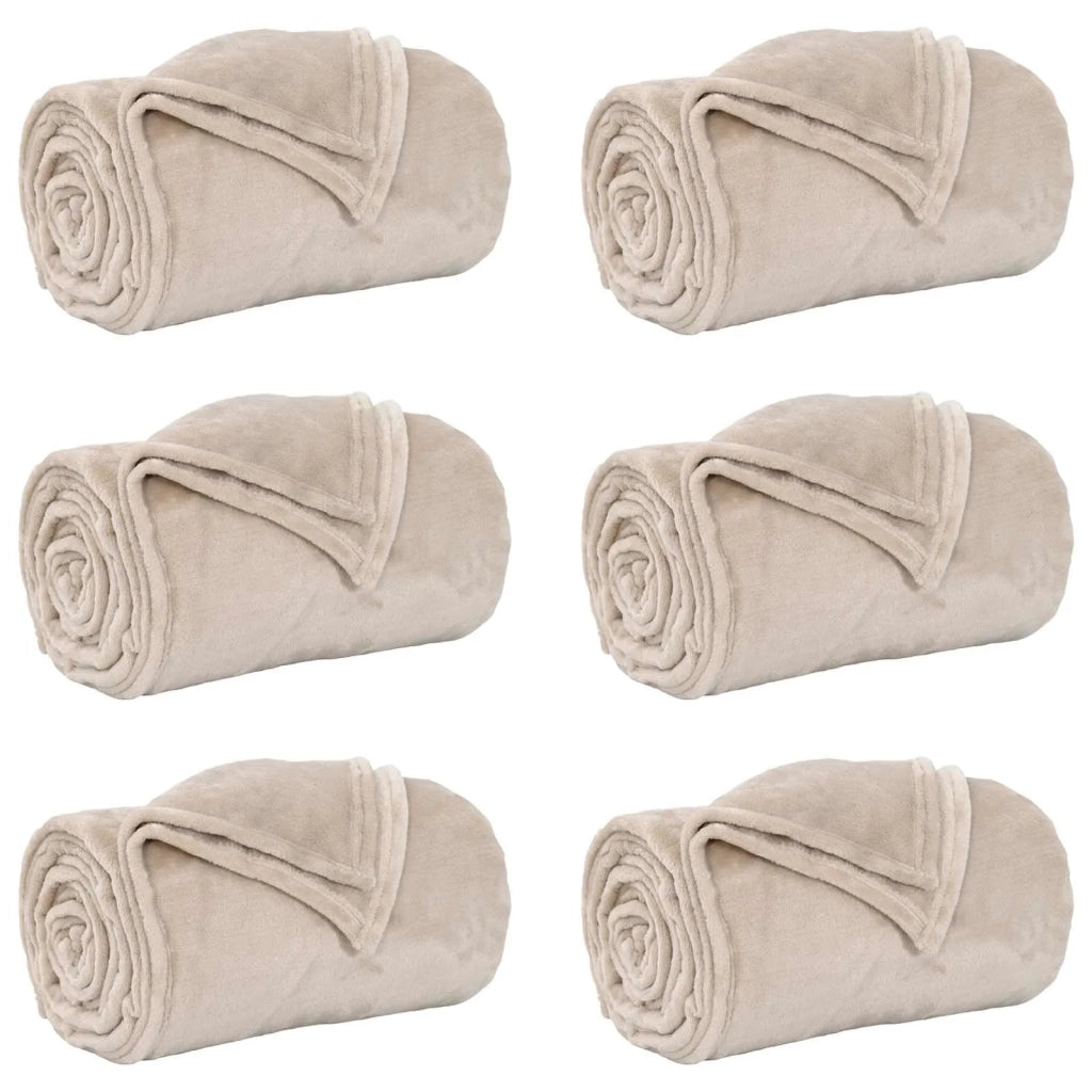 Coperte da Pile 6 pz Beige 220 x 240 cm Panno