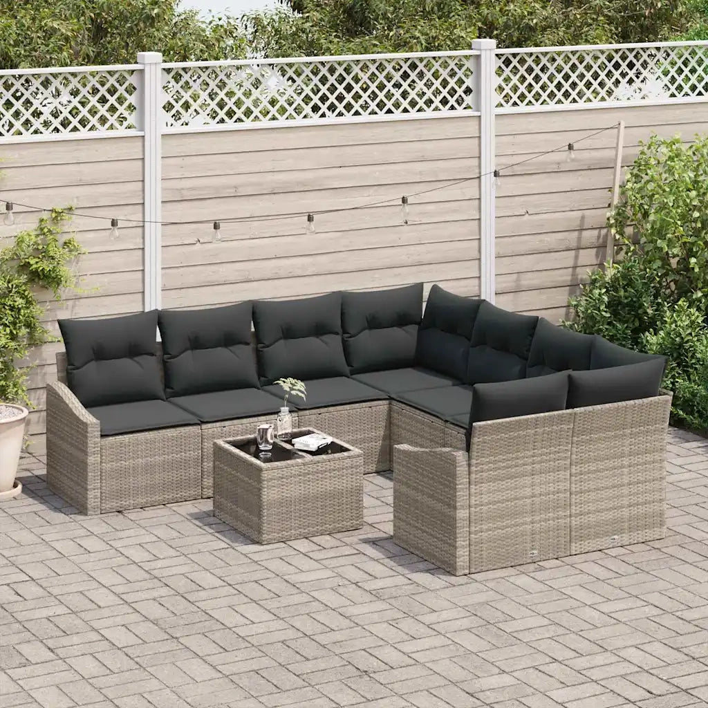 Set di divani 9 pcs Grigio chiaro e grigio scuro polyrattan