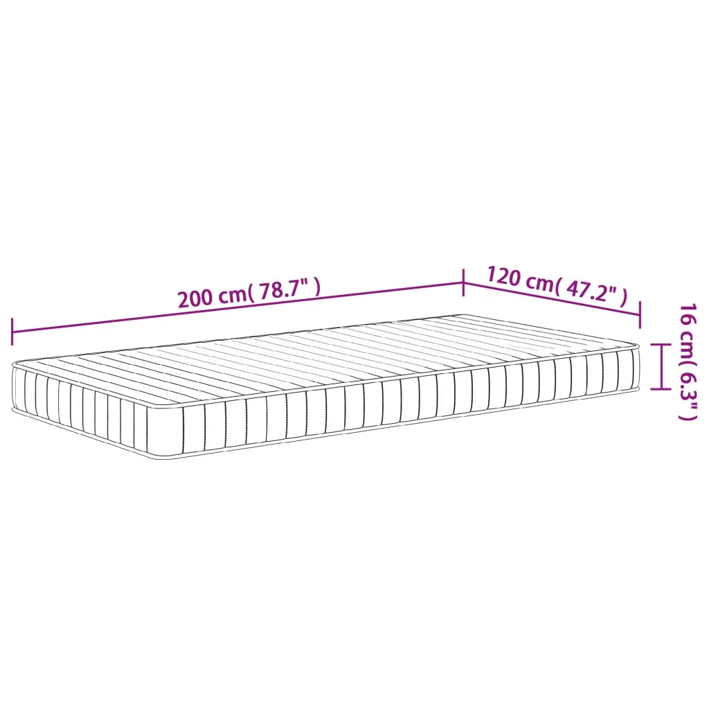 Materasso in Schiuma Mediamente Morbido 120x200 cm 373022