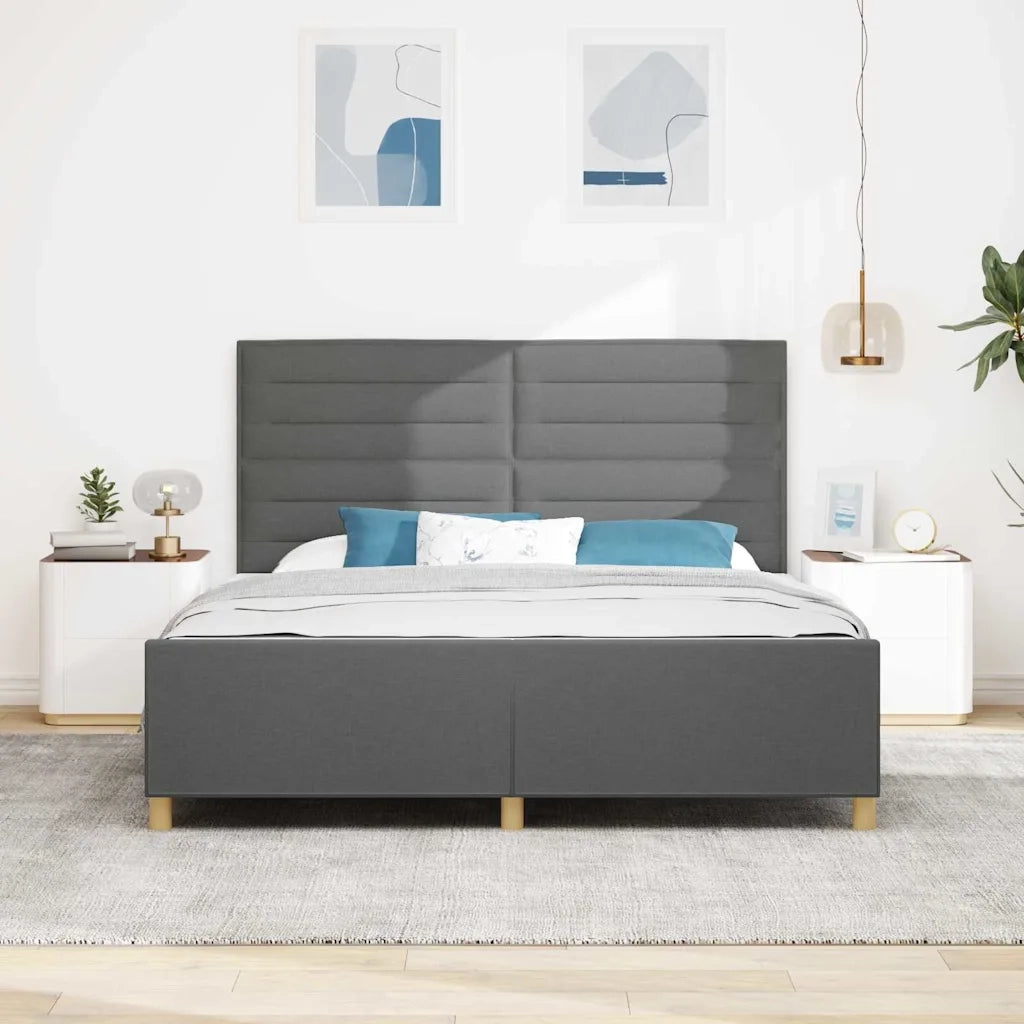 Struttura del letto Grigio scuro 180 x 200 cm Tessuto