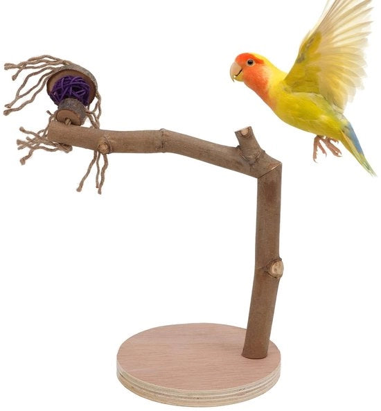 Accessori per uccelli - Tavolo da beccare in legno di melo - Supporto da mangiatoia - Sicuro e non tossico - Design unico - Affilatura delle unghie - Standard per uccelli