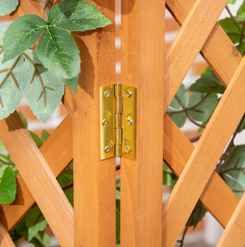 Fioriera angolare in legno di abete con grigliato integrato, 32x32x108 cm, colore marrone per giardino e balcone