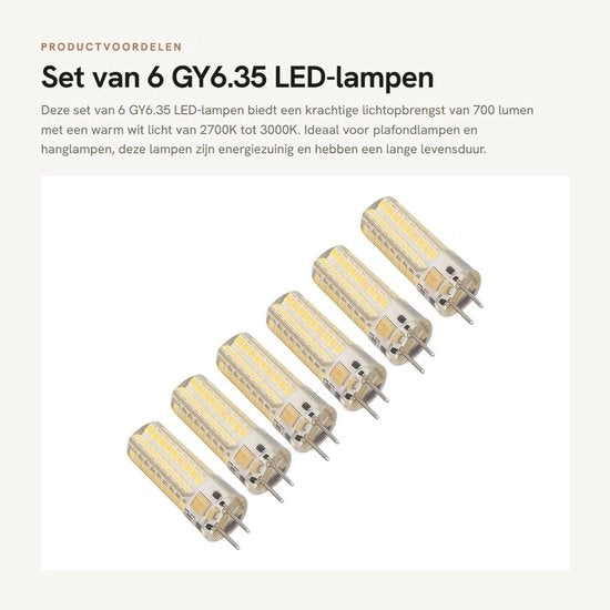 Lampada LED 7W 700lm - 6 pezzi - AC/DC 12V - 360 gradi - Luce calda (2700K/3000K) - Lampada a molla per lampada da soffitto/lampada da tavolo