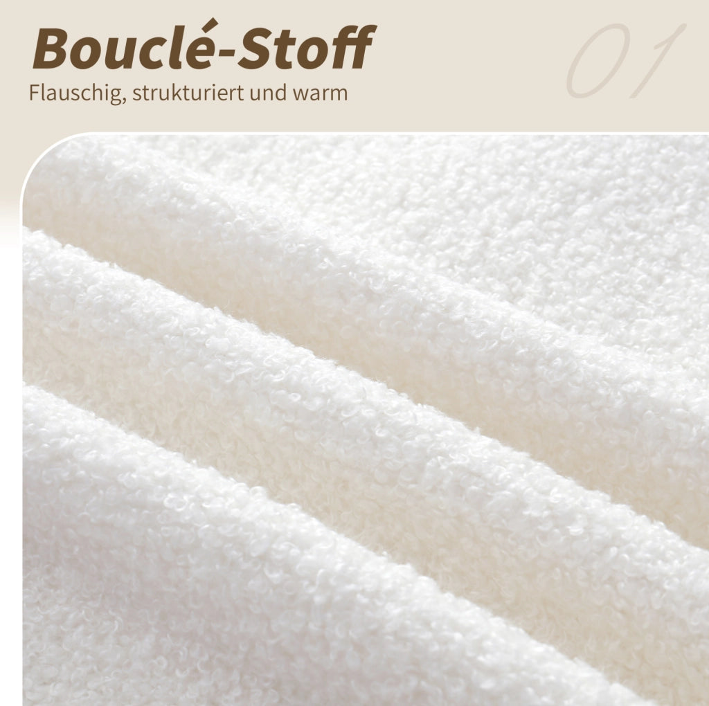 LETTO 90x200 cm imbottito con sponde, Bouclé beige, rete a doghe
