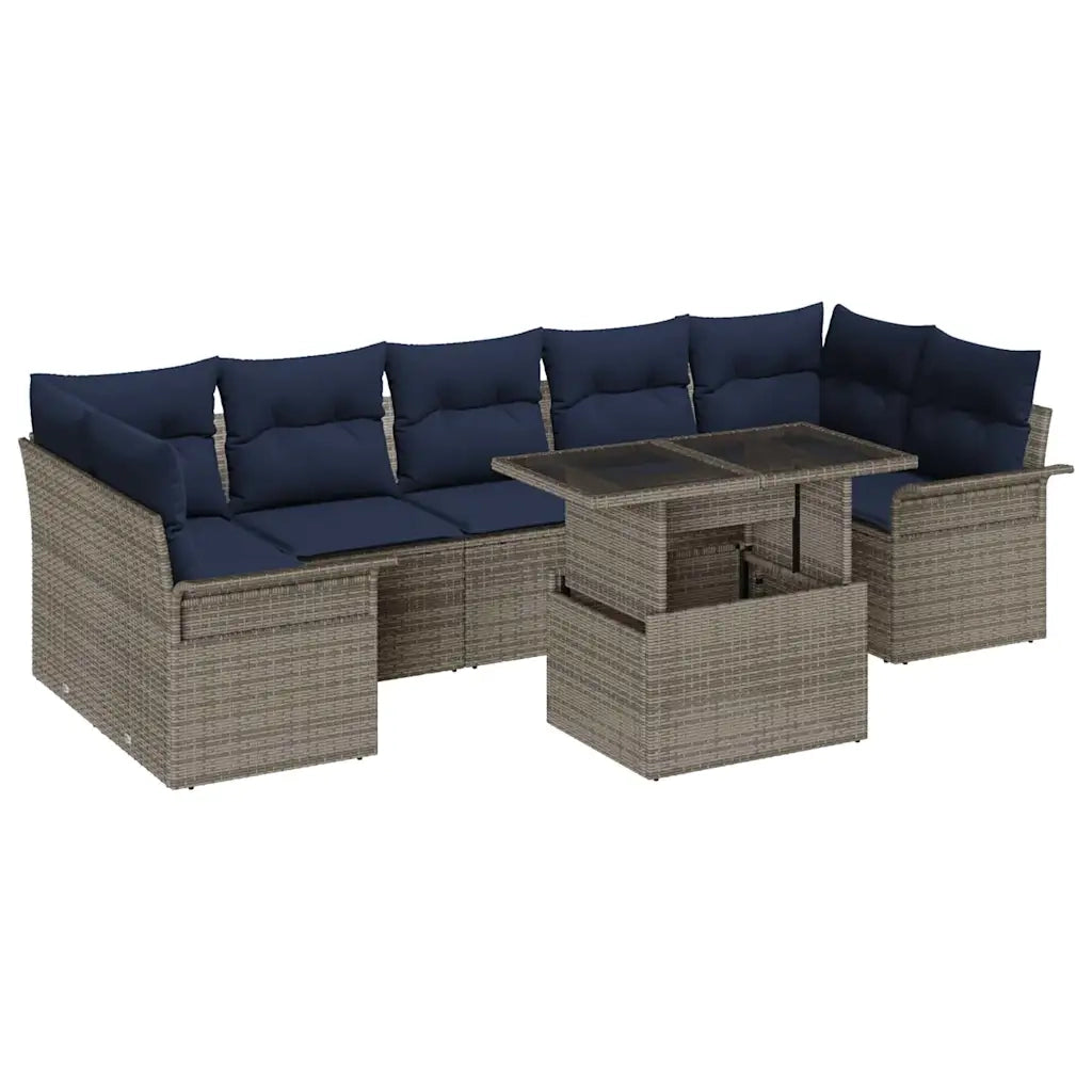 Set Divano da Giardino con cuscino 8 pcs Grigio polyrattan 3348241