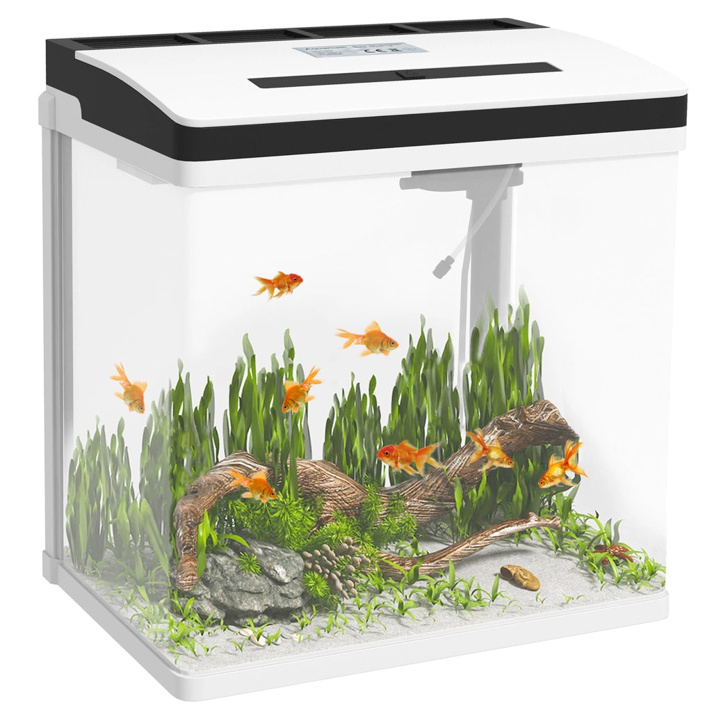 Acquario in vetro con filtro coperchio luce LED ¨C Minimal ¨C 38x26x39,5 cm bianco
