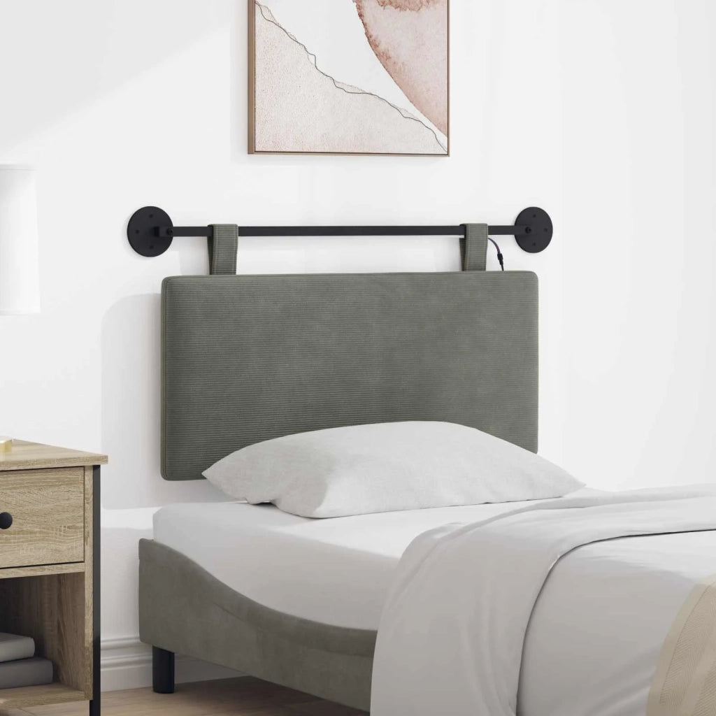 Testiera sospesa Con luce LED Grigio Chiaro Tessuto in Cords 3424281