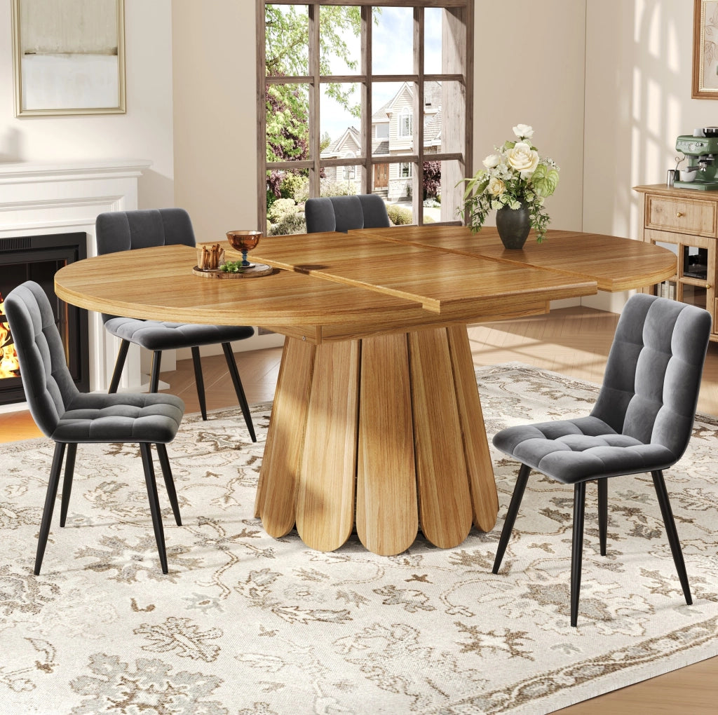 Tavolo da pranzo allungabile ULEVR 118-158x118x76,8 cm in MDF e metallo, marrone