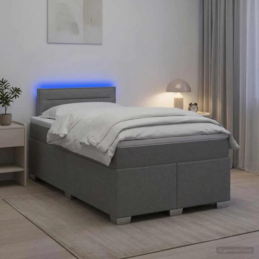 Letto con Box Spring, Materasso e LED Grigio Chiaro Tessuto 3451889