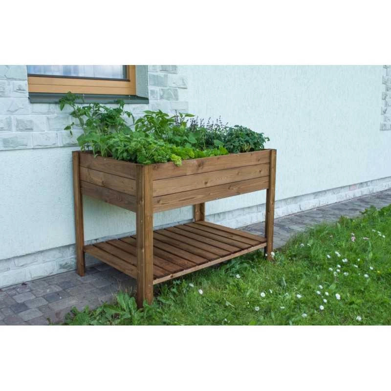Orto rialzato in legno con fioriera, struttura pino impregnato con telo TNT incluso, per coltivazione orto balcone giardino - Esterni da Vivere
