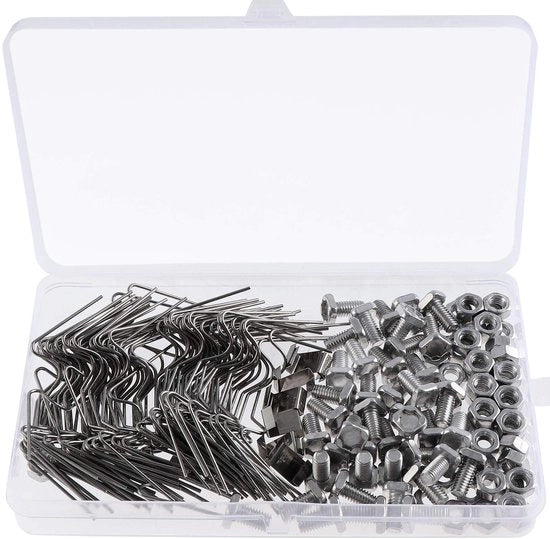 Kit di riparazione 230 pezzi - Bolidi di alluminio - Connettivi a "Z" per sovrapposizione - Clip di copertura / Clip di cavo - Viti per brocca / Bulloni - Adatto per vetro 3/4 mm - Kit di riparazione di vetro termico