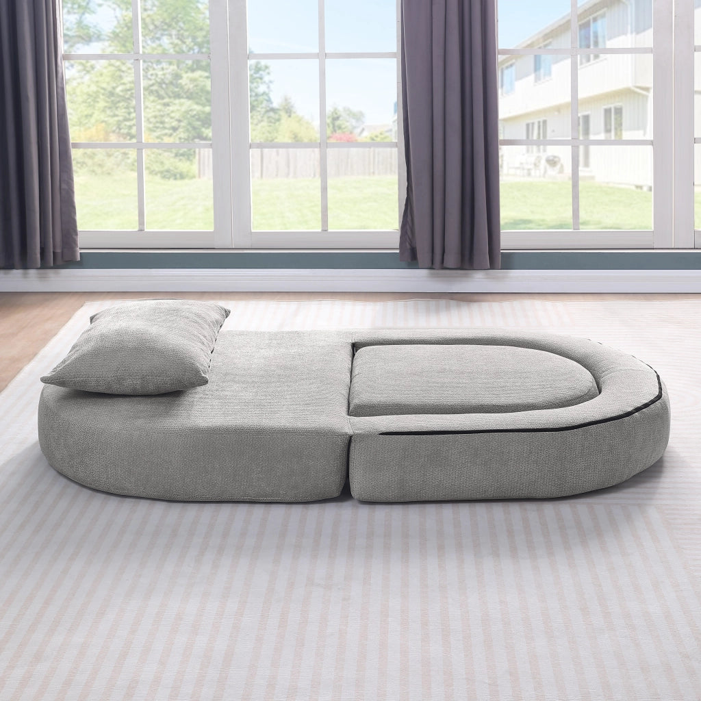 Divano modulare in ciniglia con seduta ampia e design minimalista per soggiorno, grigio chiaro 105 × 28 × 28 cm