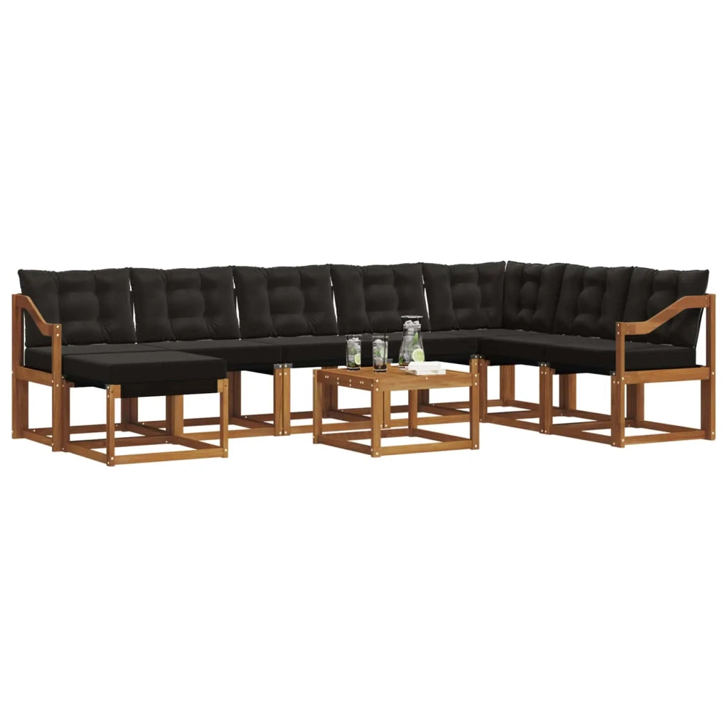 Set di divani da esterno con cuscino 9 pcs Naturale e Nero 3368987
