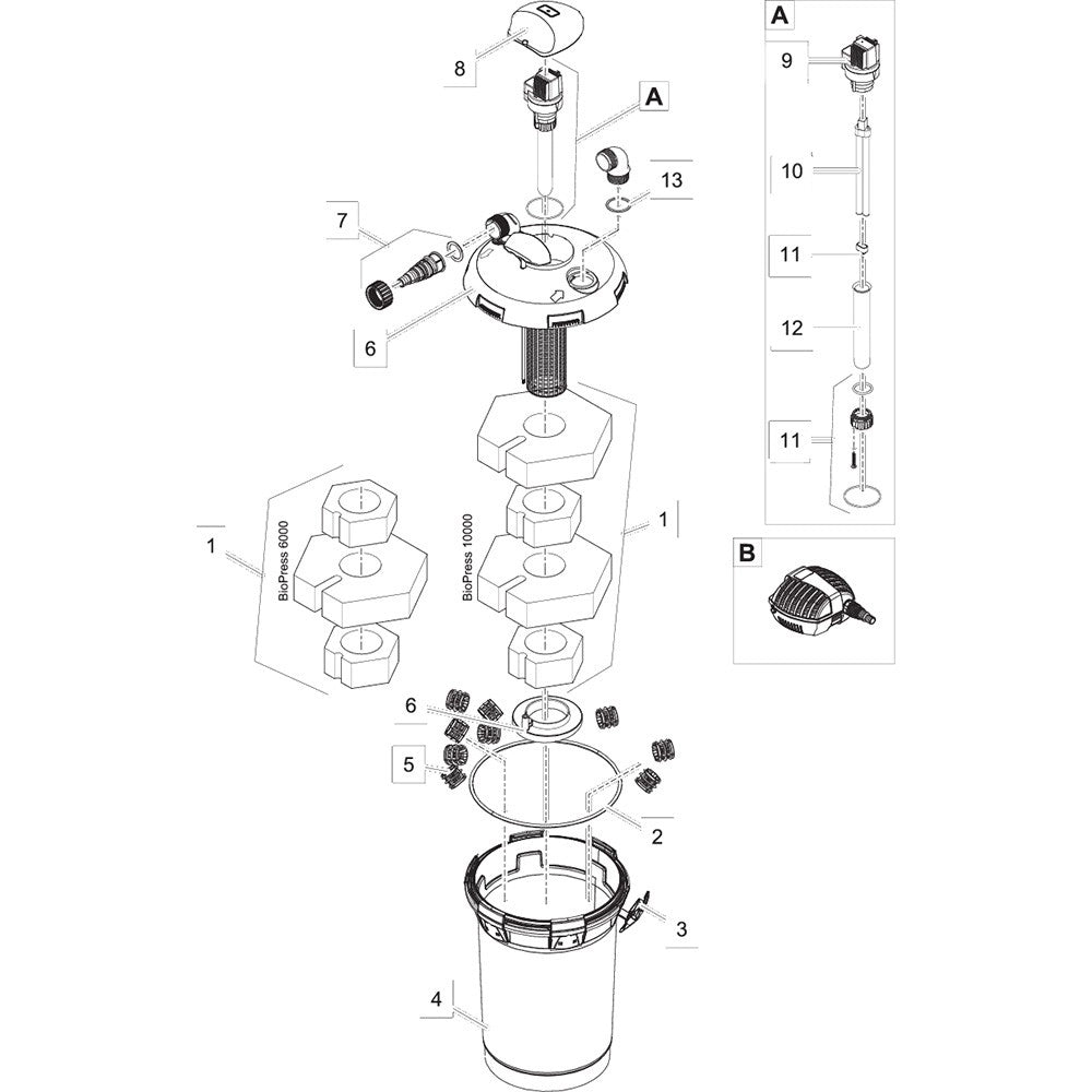 Oase BioPress Set - kit filtro con UV e pompa per laghetti Modello: 6000
