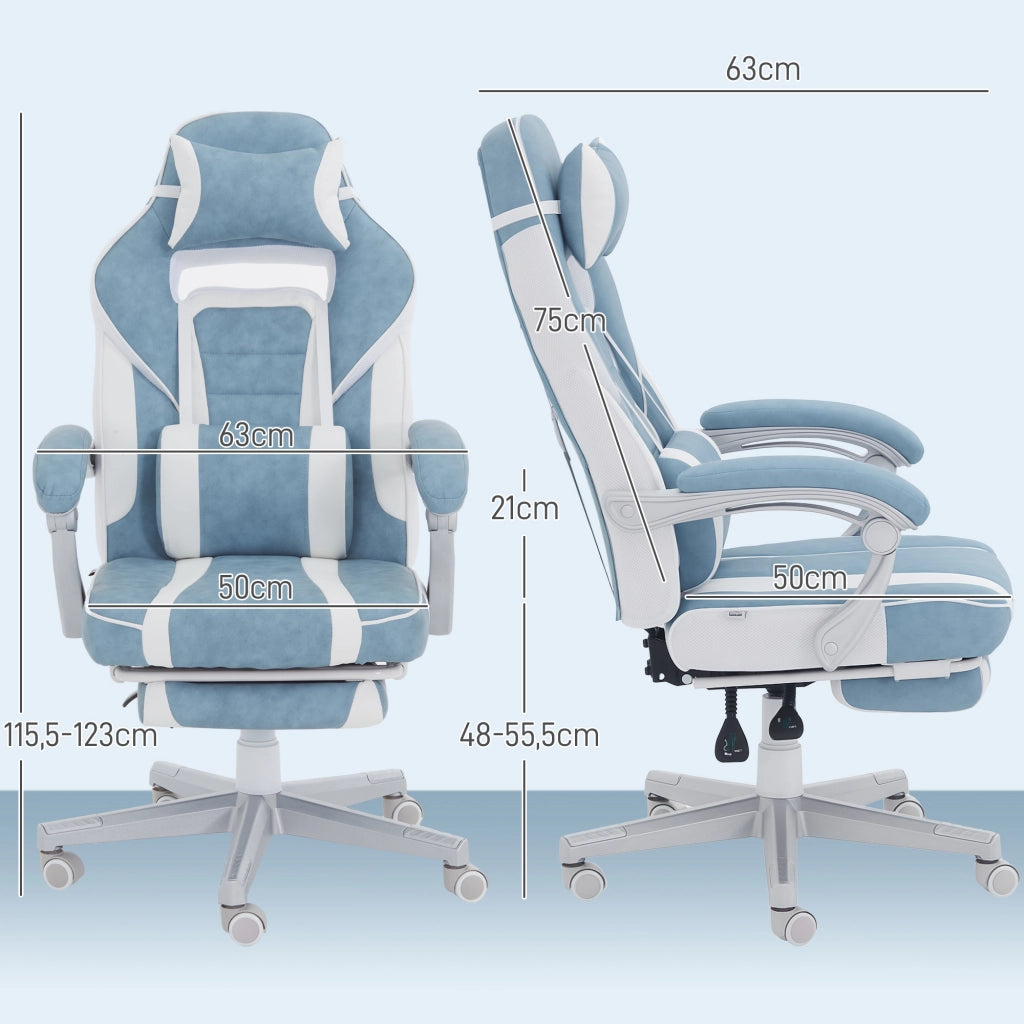 Poltrona Gaming Ergonomica ¨C Minimal ¨C Blu, Tessuto, 63x63x123cm