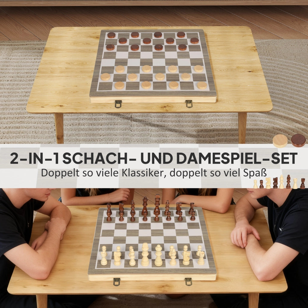 Set Giochi Scacchi e Dama Portatile ¨C Minimal ¨C Walnut