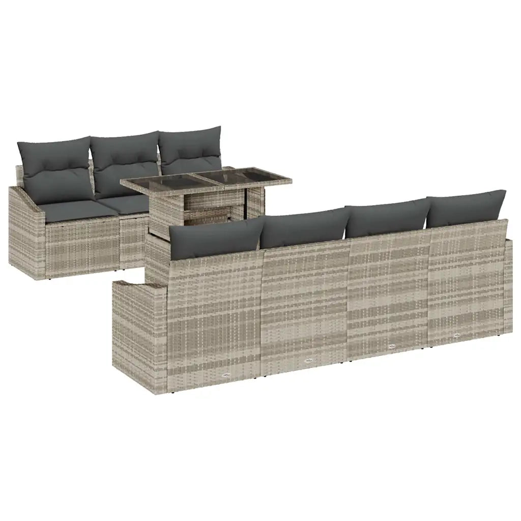 Set Divano da Giardino 8 pcs Grigio chiaro polyrattan