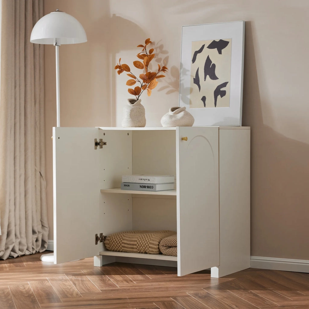 Sideboard 2 ante, crema-bianco, 80x40x80 cm