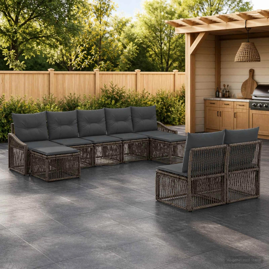 Set Divano da Giardino 9 pz Grigio polyrattan 3436121