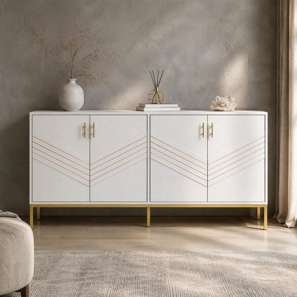 MADIA 4 ANTE 160x40x80,5 cm MDF Bianco e effetto legno