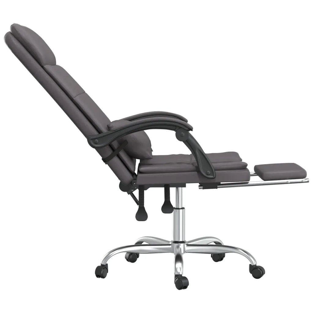 Poltrona da Ufficio Massaggiante Reclinabile Grigio Similpelle 349709
