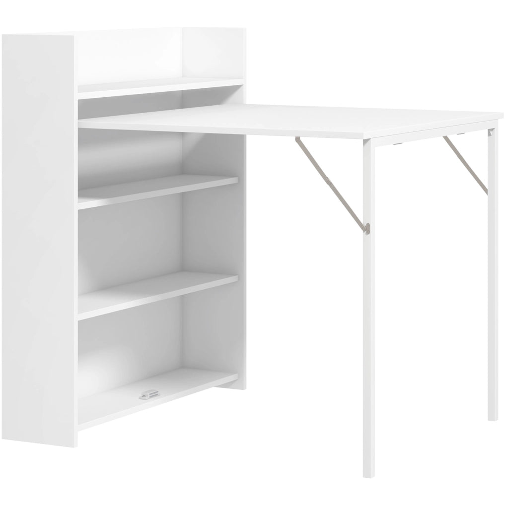 Tavolo da pranzo pieghevole ULEVR 78,5x91x93 cm con 3 ripiani interni e sistema antiribaltamento, bianco
