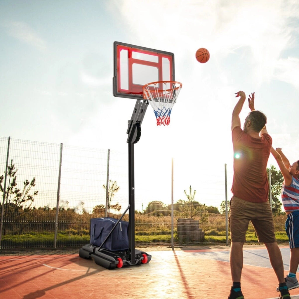 Canestro regolabile e porta palloni da basket a 3 livelli supporto, Porta da pallacanestro portatile e porta struttura metallica
