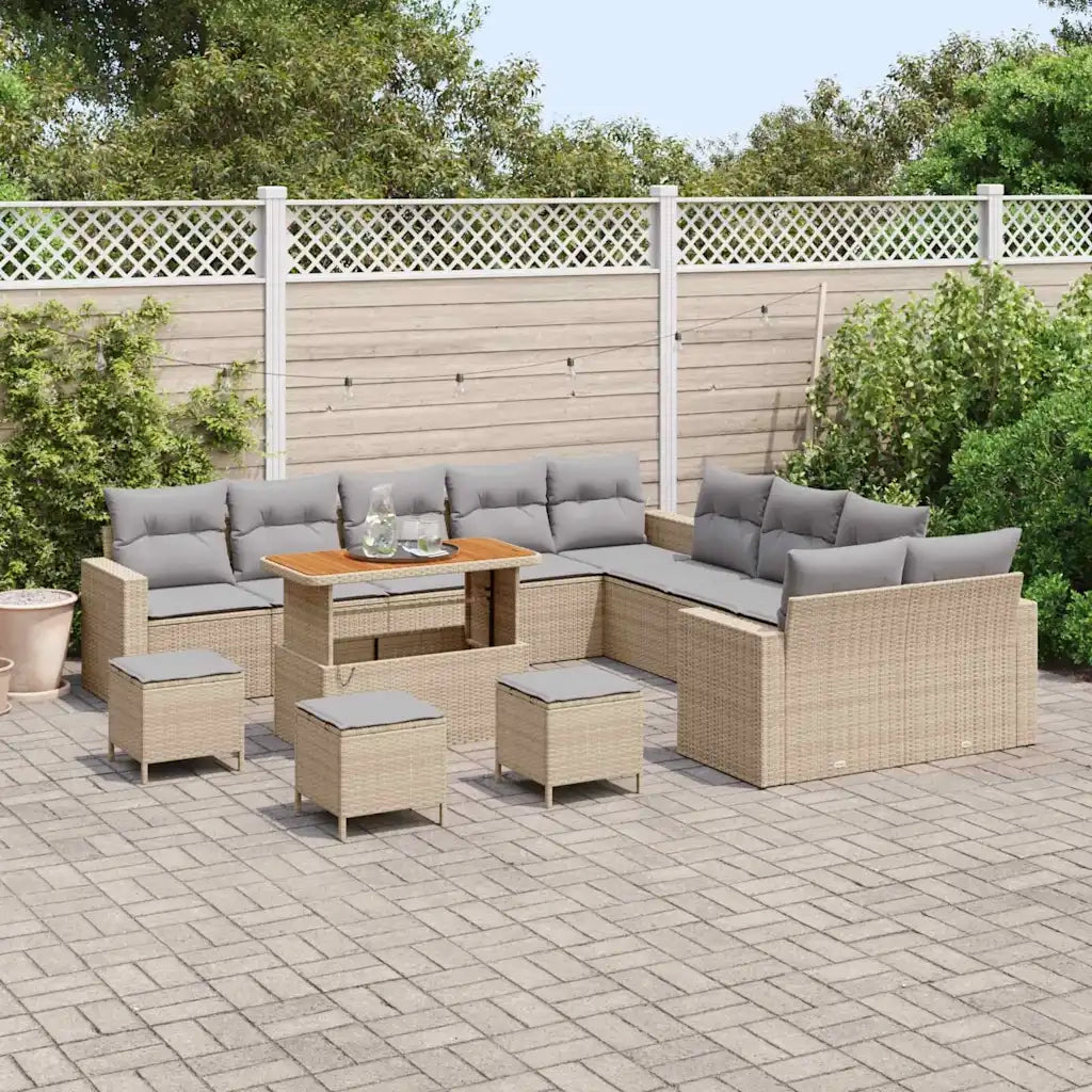 Set Divano da Giardino 14 pcs Beige polyrattan 3361682