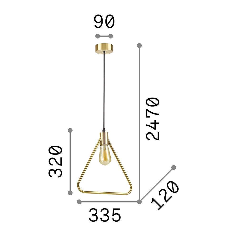 Sospensione Moderna Abc Metallo Ottone 1 Luce E27 Diffusore Triangolare