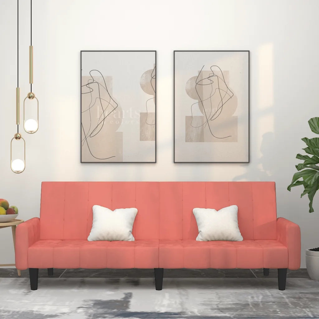 Divano letto | Sof¨¤ letto | Letto singolo a 2 Posti Rosa in Velluto