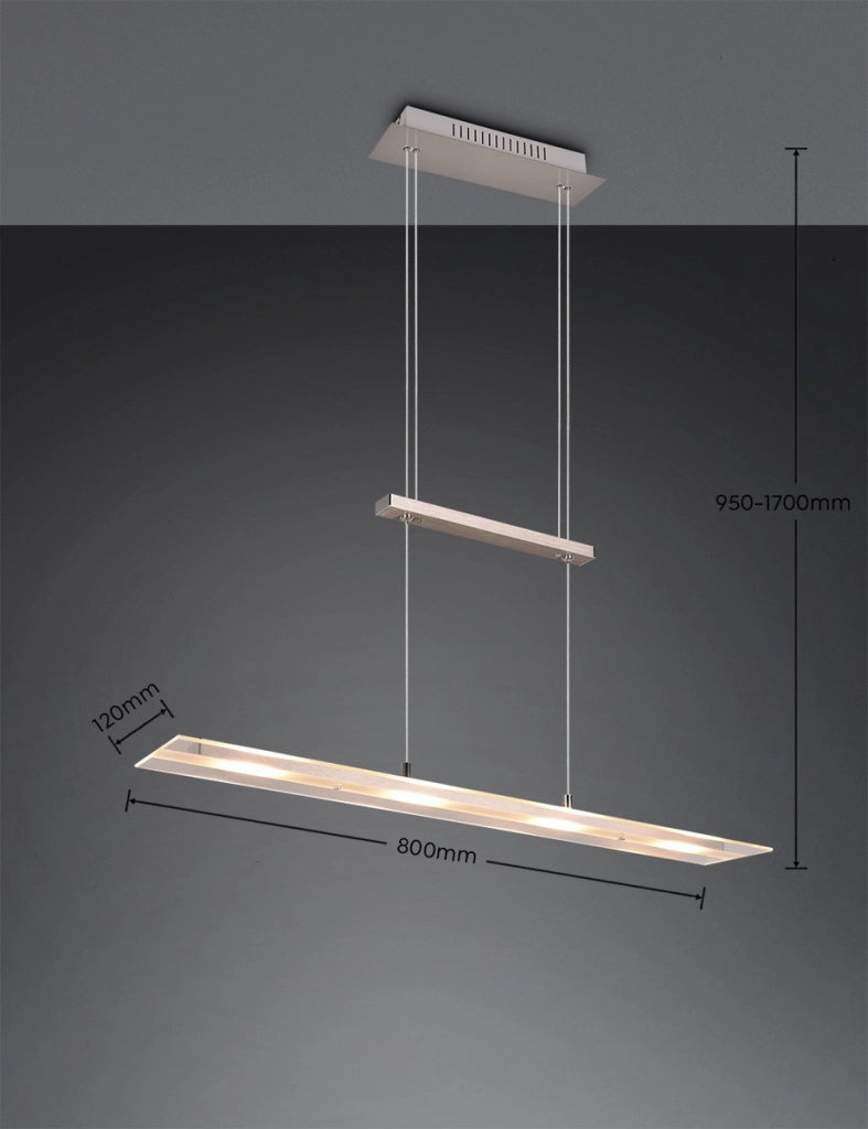 Lampada a sospensione lineare MILOS vetro cromo LED 5W 4L
