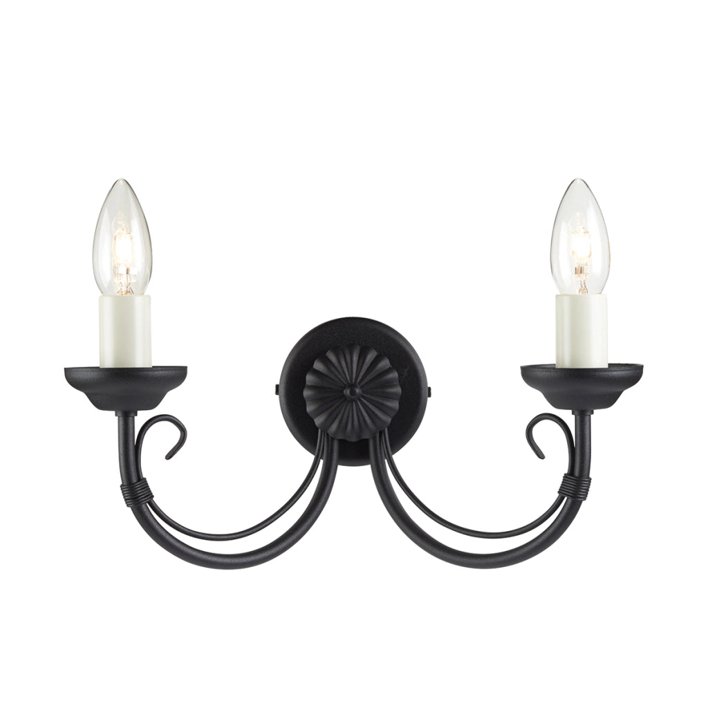Applique doppia da interno Chartwell Elstead nera 2xE14 60W