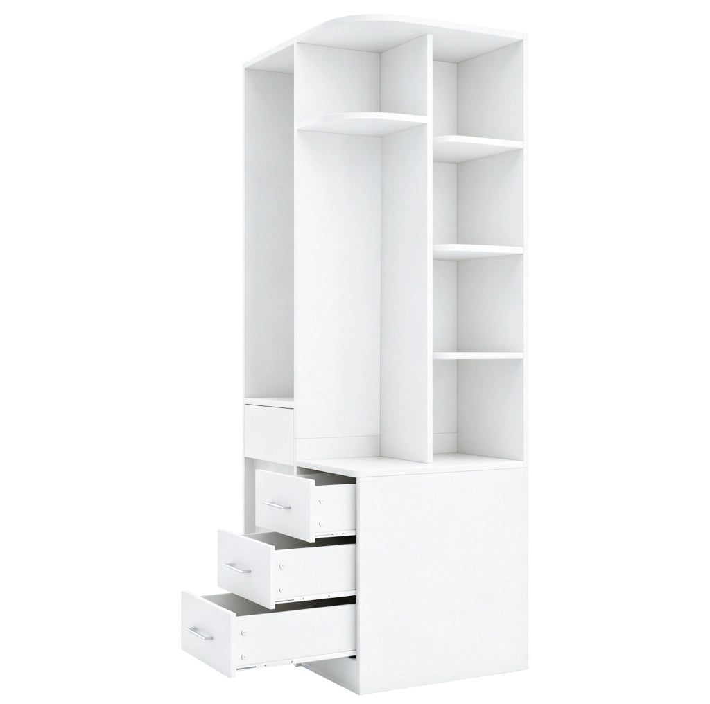 Armadio bianco 70×55×175 cm con ripiani multipli e ampio vano appendiabiti