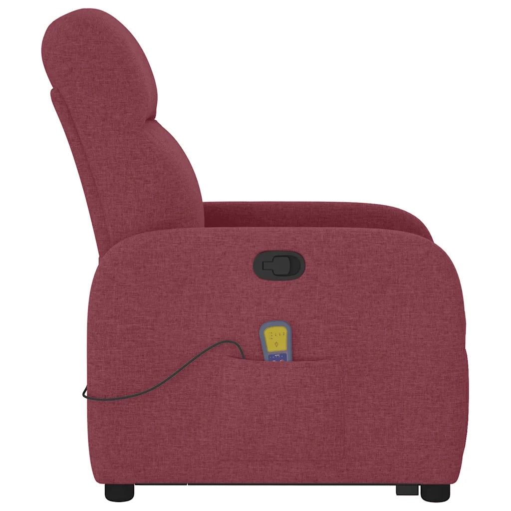 Poltrona Alzapersona Massaggio Reclinabile Rosso Vino Tessuto 3302985