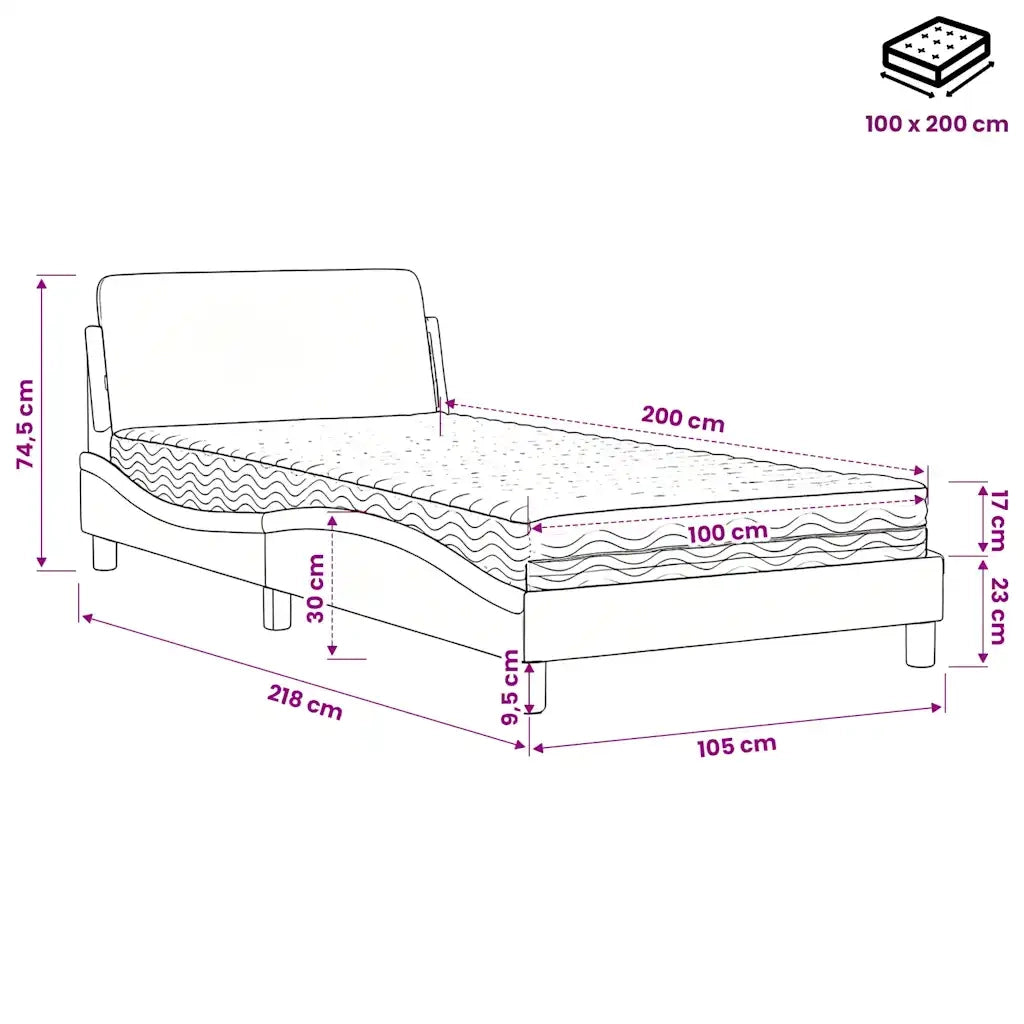 Letto con Materasso Dover Bianco 100x200 cm in Similpelle 3208358